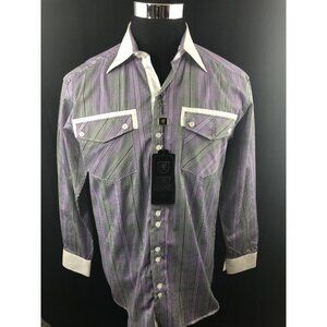 Stacy Adams Shirt Mens Medium M Long Sleeve Purple Plaid Button Up New NWT